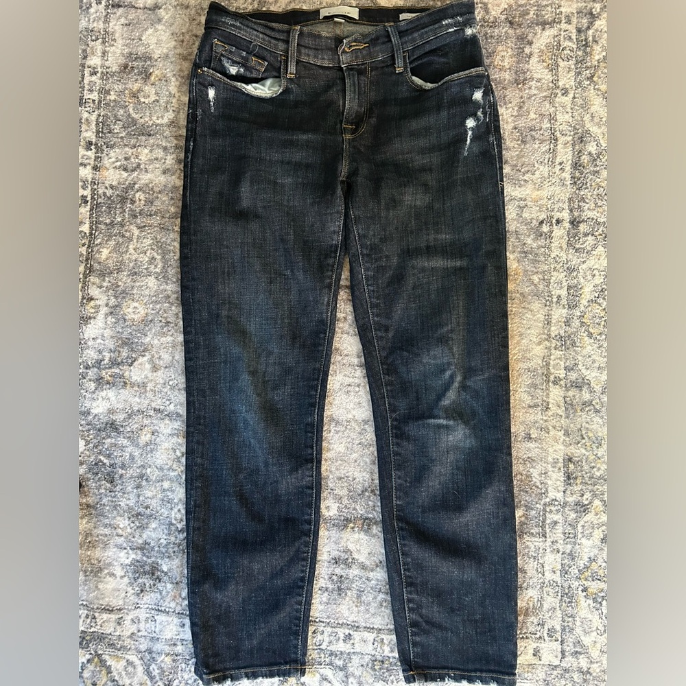 Frame Denim Dark Indigo Le Garçon Crop Jeans